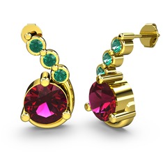 Lilya Küpe - Rodolit garnet ve yeşil kuvars 925 ayar altın kaplama gümüş küpe #a7v8rz