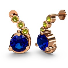 Lab safir ve peridot 8 ayar rose altın küpe