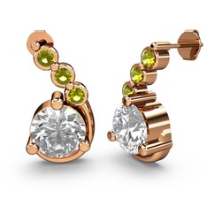 Lilya Küpe - Swarovski ve peridot 14 ayar rose altın küpe #a9rws6