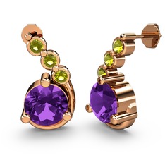Lilya Küpe - Ametist ve peridot 18 ayar rose altın küpe #aduxlk