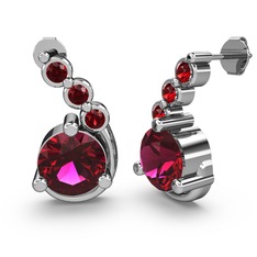 Lilya Küpe - Rodolit garnet ve garnet 8 ayar beyaz altın küpe #ayc2le