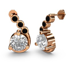 Lilya Küpe - Swarovski ve siyah zirkon 925 ayar rose altın kaplama gümüş küpe #b3tuev