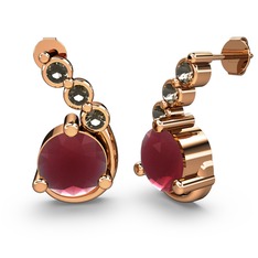 Lilya Küpe - Kök yakut ve dumanlı kuvars 8 ayar rose altın küpe #ba3y0b