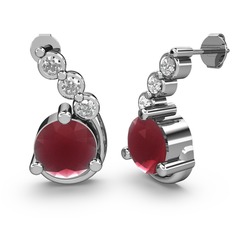 Lilya Küpe - Kök yakut ve swarovski 18 ayar beyaz altın küpe #c89be