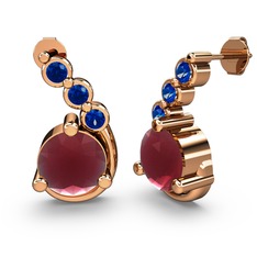 Lilya Küpe - Kök yakut ve lab safir 14 ayar rose altın küpe #c8nsqp