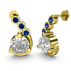 Lilya Küpe - Beyaz zirkon ve lab safir 925 ayar altın kaplama gümüş küpe #ctgp8t