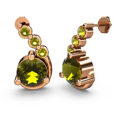 Lilya Küpe - Peridot 8 ayar rose altın küpe #dsqugu