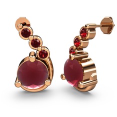 Lilya Küpe - Kök yakut ve garnet 18 ayar rose altın küpe #dt7e6v