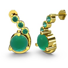 Lilya Küpe - Kök zümrüt ve yeşil kuvars 14 ayar altın küpe #dtzkrv