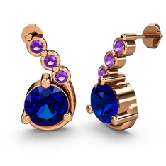 Lilya Küpe - Lab safir ve ametist 18 ayar rose altın küpe #ejbt14