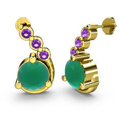 Lilya Küpe - Kök zümrüt ve ametist 925 ayar altın kaplama gümüş küpe #eoy0q6