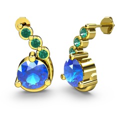 Lilya Küpe - Akuamarin ve yeşil kuvars 14 ayar altın küpe #f6lu2q