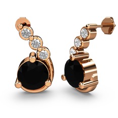 Lilya Küpe - Siyah zirkon ve swarovski 8 ayar rose altın küpe #fsog6e