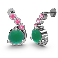 Lilya Küpe - Kök zümrüt ve pembe kuvars 925 ayar gümüş küpe #gke4c3