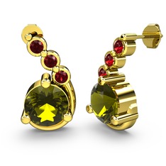 Lilya Küpe - Peridot ve garnet 925 ayar altın kaplama gümüş küpe #hddlad