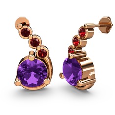 Ametist ve garnet 8 ayar rose altın küpe