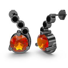 Lilya Küpe - Sitrin ve siyah zirkon 925 ayar siyah rodyum kaplama gümüş küpe #i6v77l