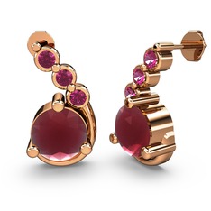 Lilya Küpe - Kök yakut ve rodolit garnet 14 ayar rose altın küpe #ijf9kx