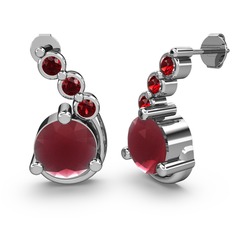 Lilya Küpe - Kök yakut ve garnet 18 ayar beyaz altın küpe #jmrxfl