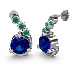 Lilya Küpe - Lab safir ve yeşil kuvars 14 ayar beyaz altın küpe #jt9heo