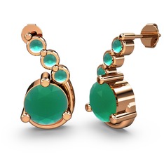 Lilya Küpe - Kök zümrüt 925 ayar rose altın kaplama gümüş küpe #khjdcs