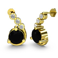 Lilya Küpe - Siyah zirkon ve beyaz zirkon 18 ayar altın küpe #kwqyu2