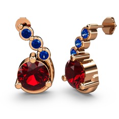 Lilya Küpe - Garnet ve lab safir 925 ayar rose altın kaplama gümüş küpe #l84h10