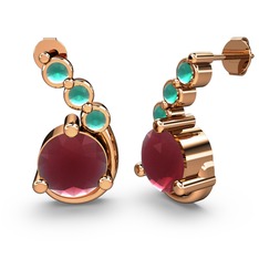 Lilya Küpe - Kök yakut ve kök zümrüt 925 ayar rose altın kaplama gümüş küpe #lluzgv