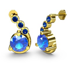 Akuamarin ve lab safir 8 ayar altın küpe