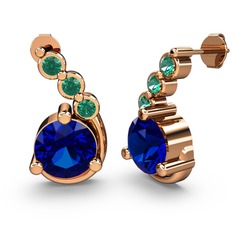 Lilya Küpe - Lab safir ve yeşil kuvars 8 ayar rose altın küpe #mdoahf