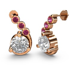 Lilya Küpe - Swarovski ve rodolit garnet 18 ayar rose altın küpe #mhlkei