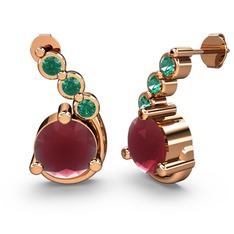 Lilya Küpe - Kök yakut ve yeşil kuvars 8 ayar rose altın küpe #nlug65