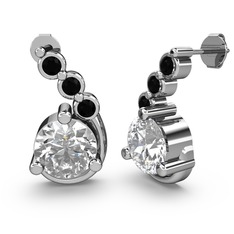 Lilya Küpe - Swarovski ve siyah zirkon 8 ayar beyaz altın küpe #o256kq