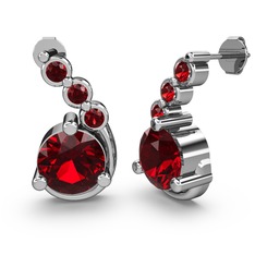 Garnet 14 ayar beyaz altın küpe