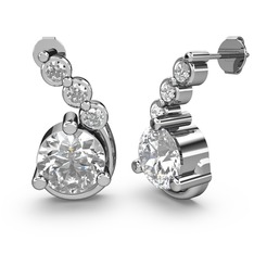 Lilya Küpe - Swarovski ve pırlanta 18 ayar beyaz altın küpe (0.108 karat) #otk35d