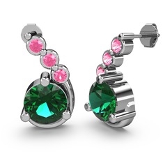 Lilya Küpe - Yeşil kuvars ve pembe kuvars 925 ayar gümüş küpe #p38wvk