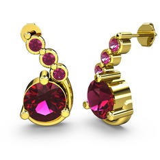 Lilya Küpe - Rodolit garnet 8 ayar altın küpe #p63oau