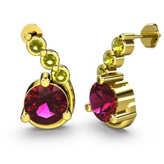 Rodolit garnet ve peridot 8 ayar altın küpe
