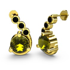 Peridot ve siyah zirkon 8 ayar altın küpe