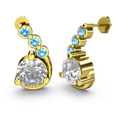 Lilya Küpe - Beyaz zirkon ve akuamarin 925 ayar altın kaplama gümüş küpe #q9rijm