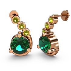 Yeşil kuvars ve peridot 8 ayar rose altın küpe