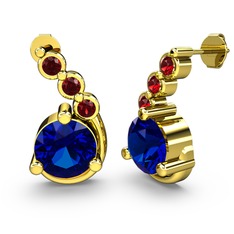 Lilya Küpe - Lab safir ve garnet 18 ayar altın küpe #s0pm5h