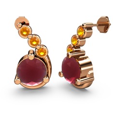 Lilya Küpe - Kök yakut ve sitrin 18 ayar rose altın küpe #s3woi2