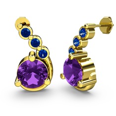 Ametist ve lab safir 8 ayar altın küpe