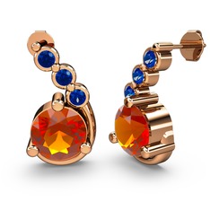 Lilya Küpe - Sitrin ve lab safir 14 ayar rose altın küpe #u3q9w2