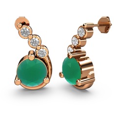Lilya Küpe - Kök zümrüt ve swarovski 18 ayar rose altın küpe #vovxf3