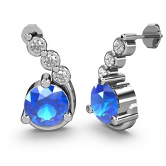 Lilya Küpe - Akuamarin ve swarovski 14 ayar beyaz altın küpe #vowx3z