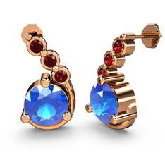 Akuamarin ve garnet 14 ayar rose altın küpe