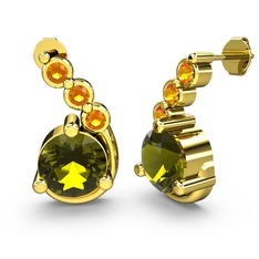 Lilya Küpe - Peridot ve sitrin 14 ayar altın küpe #wanirk