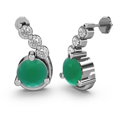 Lilya Küpe - Kök zümrüt ve swarovski 14 ayar beyaz altın küpe #wk7i0m